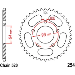Kettenrad 37Z Teilung 520 Innendurchmesser 064 Lochkreis 096 passend für: Honda CBF, XL