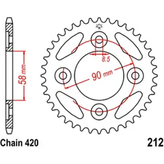 Kettenrad 37Z Teilung 420 Innendurchmesser 058 Lochkreis 090 passend für: Honda ANF, MSX, AFS