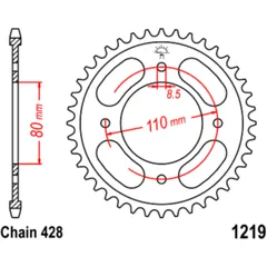 Kettenrad 42Z Teilung 428 Innendurchmesser 080 Lochkreis 110 passend für: Honda CBF, CB