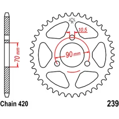 Kettenrad 38Z Teilung 420 Innendurchmesser 070 Lochkreis 090 passend für: Honda MBX, MB, MTX