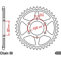 Kettenrad 40Z Teilung 530 Innendurchmesser 080 Lochkreis 104 passend für: Kawasaki ZRX, Z, ZX - 9R