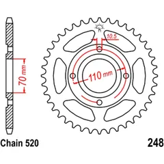 Kettenrad 45Z Teilung 520 Innendurchmesser 070 Lochkreis 110 passend für: Honda CB