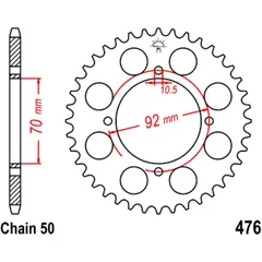 Kettenrad 40Z Teilung 530 Innendurchmesser 070 Lochkreis 092 passend für: Kawasaki Z, KH