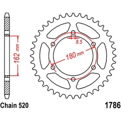 Kettenrad 52Z 520 mm – Innendurchmesser 162 mm, Lochkreis 180 mm