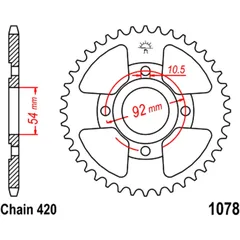 Rear sprocket 47 tooth 420 black inner diameter 54 bolt spacing 92 for: Yamaha TZR