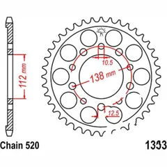 Rear sprocket 43 tooth pitch 520 JTR130343