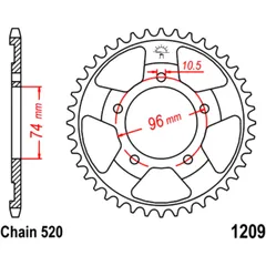Kettenrad 41Z Teilung 520 Innendurchmesser 074 Lochkreis 096 passend für: Honda NSR