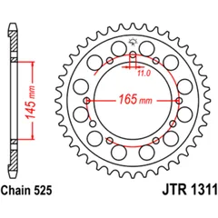 Kettenrad 45Z Teilung 525 Innendurchmesser 145 Lochkreis 165 passend für: Honda NT, VFR