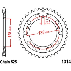 Kettenrad 39Z Teilung 525 Innendurchmesser 118 Lochkreis 138 passend für: Honda CBR