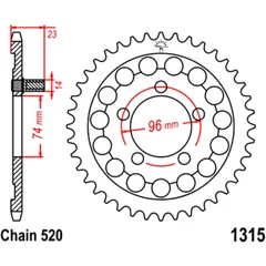 Kettenrad 40Z Teilung 520 Innendurchmesser 074 Lochkreis 096 passend für: Honda NSR