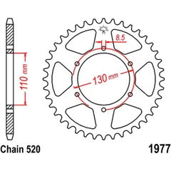 Kettenrad 45Z Teilung 520 Innendurchmesser 110 Lochkreis 130 passend für: Honda XL