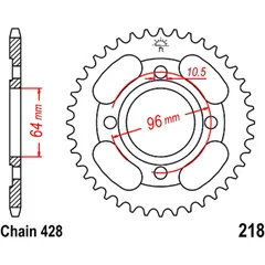 Kettenrad 44Z Teilung 428 Innendurchmesser 064 Lochkreis 096 passend für: Honda CG