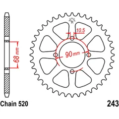 Kettenrad 42Z Teilung 520 Innendurchmesser 068 Lochkreis 090 passend für: Honda MTX