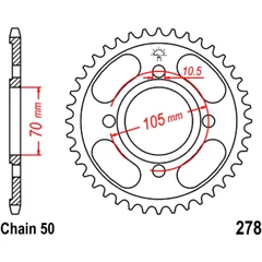 Kettenrad 34Z Teilung 530 Innendurchmesser 070 Lochkreis 105 passend für: Honda CB, CJ, CL