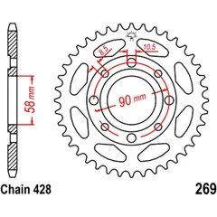 Kettenrad 34Z Teilung 428 Innendurchmesser 058 Lochkreis 090 passend für: Honda CB, CM, XL
