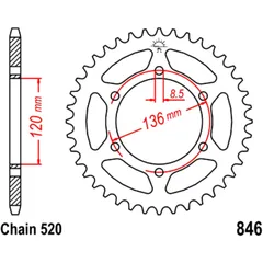Kettenrad 37Z 520 Teilung für Motorräder