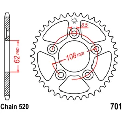 Kettenrad 38Z Teilung 520 Innendurchmesser 062 Lochkreis 108 passend für: Cagiva Mito, Raptor, Supercity