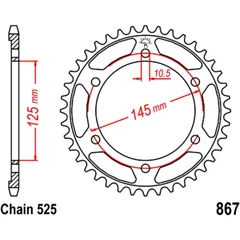 43 Tooth Rear Sprocket for Motorcycles 525 Pitch
