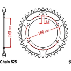 Kettenrad 41Z Teilung 525 Innendurchmesser 140 Lochkreis 168 passend für: BMW F (800, 650)