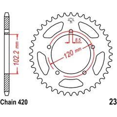 Kettenrad 47Z Teilung 420 Innendurchmesser 102. 2 Lochkreis 120 passend für: Aprilia RS