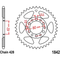 Kettenrad 44Z Teilung 428 Innendurchmesser 062 Lochkreis 080 passend für: Yamaha YZ