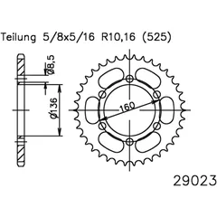 Kettenrad 41Z Teilung 525 Innendurchmesser 136 Lochkreis 160 passend für: Sachs Roadster
