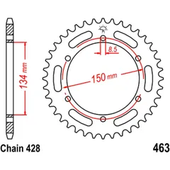 Kettenrad 48Z Teilung 428 Innendurchmesser 134 Lochkreis 150 passend für: Kawasaki KMX