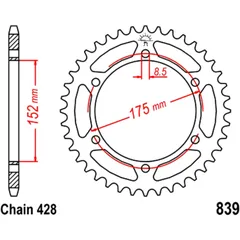 Kettenrad 57Z Teilung 428 für Motorräder