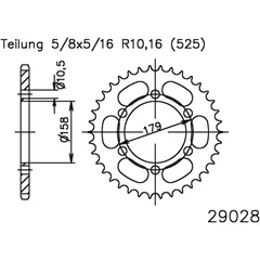 Kettenrad 45Z Teilung 525 schwarz Innendurchmesser 158 Lochkreis 179 passend für: Aprilia ETV