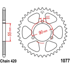 Rear sprocket 47 tooth pitch 420 inner diameter 55 bolt spacing 90 for: Rieju RS - 2, NKD