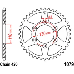 Kettenrad 62Z Teilung 420 Innendurchmesser 110 Lochkreis 130 passend für: CPI SM, SX, SMX