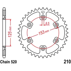 Kettenrad 40Z Teilung 520 Innendurchmesser 125 Lochkreis 153 passend für: Honda CRF, CR, XR