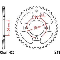 Kettenrad 34Z Teilung 420 Innendurchmesser 054 Lochkreis 070 passend für: Honda C