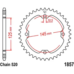 Kettenrad 37Z Teilung 520 Innendurchmesser 125 Lochkreis 145 passend für: Yamaha YFM, YFZ