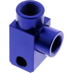 2-Wege Verteiler 90 Grad geschraubt TYP812 M10 x 1.00 blau