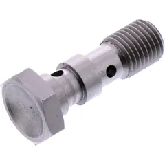 Hohlschraube doppelt 3/8-24 für Motorräder aus Edelstahl silber