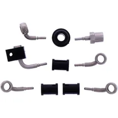 Bremsschlauch Stahlflex Kit mit silbernen Anschlüssen 3-teilig transparent