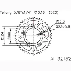 Rear sprocket aluminium 46 tooth pitch 520
