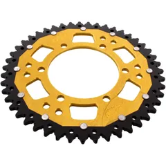 Rear sprocket dual 47 tooth pitch 520 gold ZF inner diameter 106 bolt spacing 125 for: Triumph Bonneville, Daytona, Street Scrambler