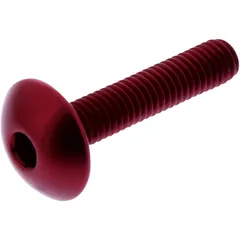 DOME HEAD BOLT M6X1.00MM 30MM ALUMINIUM RED