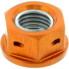 Sprocket nut M10X1. 25mm alu drilled orange for: Kawasaki Z, Ninja, ZZR