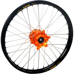 Komplett Rad 21-1.85 Haan Wheels mit schwarzer Felge und oranger Nabe