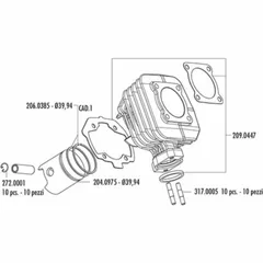 POLINI Cylinder Kit - Ø40mm Peugeot for CITYSTAR502T, ELYSTAR502T, KISBEE502T
