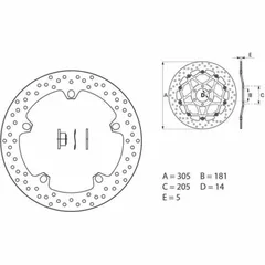 BREMBO Serie Oro Bremsscheibe starr - 168B407D6 für BMW R1200GS, R1200GSADVENTURE, R1250GS