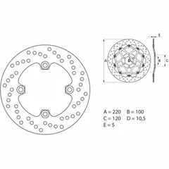 BREMBO Serie Oro Bremsscheibe starr - 68B40747 für Kawasaki ER-6F, ER-6N, NINJAZX-10R