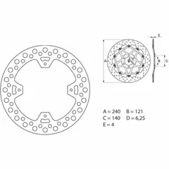 BREMBO Serie Oro Bremsscheibe starr - 68B40786 für Honda CR125R, CR250R, CRF250R HM CRE125, CRE-F450R