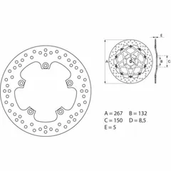 BREMBO Serie Oro Bremsscheibe starr - 68B407C2 für Yamaha X-MAX125, X-MAX250, X-MAX300