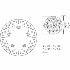 BREMBO Serie Oro Bremsscheibe starr - 68B407C3 für Yamaha MAJESTY400