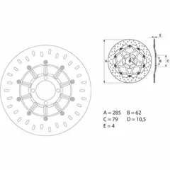 BREMBO Serie Oro Bremsscheibe starr - 68B407D2 für BMW K100RS, K100RT, K1100RS