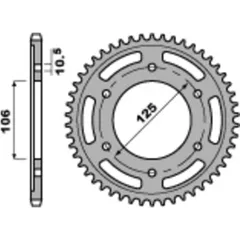 PBR Steel Standard Rear Sprocket - 525 for Husaberg FE390, FE450, FE570 Triumph DAYTONA675, STREETTRIPLE675, TIGER800